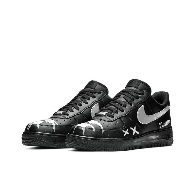 [Custom White moonlight]  Air Force 1 Skateboarding Shoes Unisex Low-top Black/White
