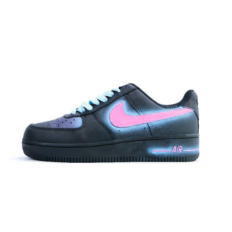 [Custom Dawn]  Air Force 1 Skateboarding Shoes Unisex Low-top Black/pink/blue