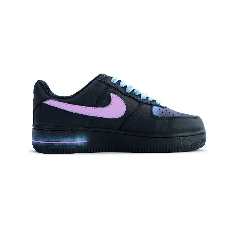 [Custom Dawn]  Air Force 1 Skateboarding Shoes Unisex Low-top Black/pink/blue