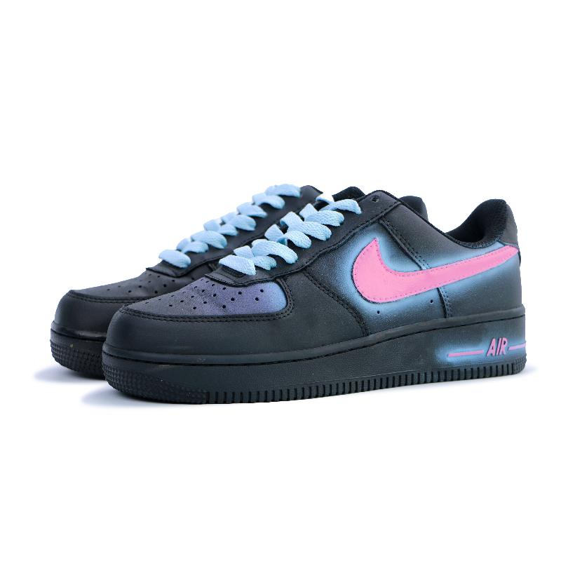 [Custom Dawn]  Air Force 1 Skateboarding Shoes Unisex Low-top Black/pink/blue