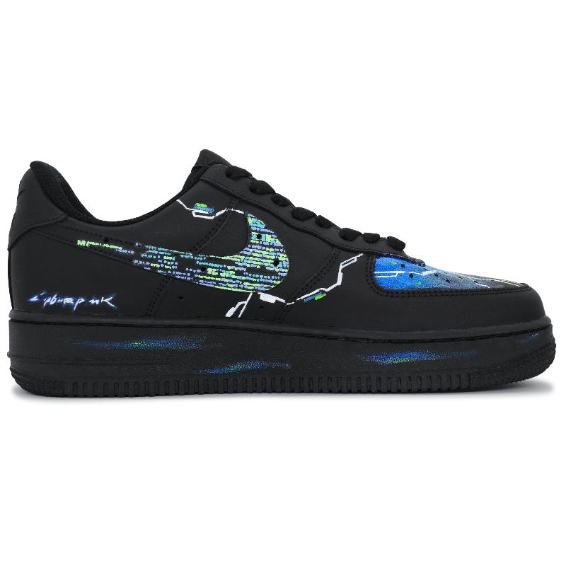 [Custom Men's and women's Thunderbolt dimensions]  Air Force 1 Skateboard Shoes Unisex Low-Top Green Purple Blue White