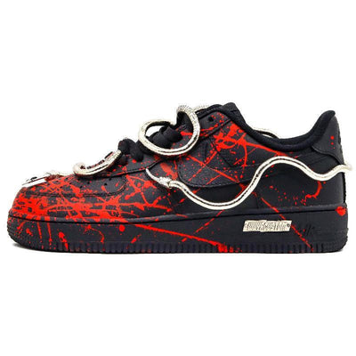 [Custom Version of the Leaping Snake]  Air Force 1 Skateboarding Shoes Low-top Black/Red