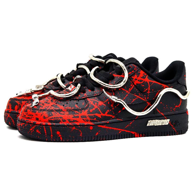 [Custom Version of the Leaping Snake]  Air Force 1 Skateboarding Shoes Low-top Black/Red