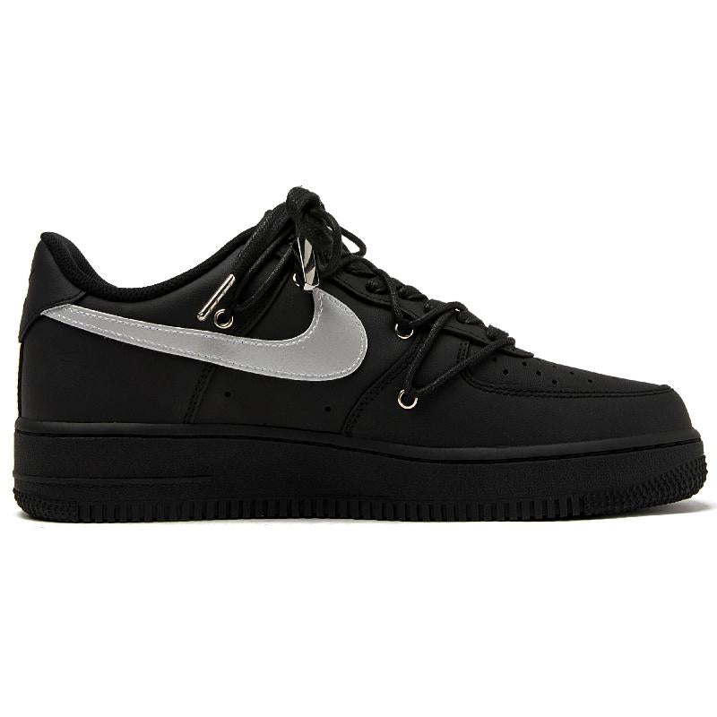 [Custom 3D Black and silver]  Air Force 1 Skateboarding Shoes Unisex