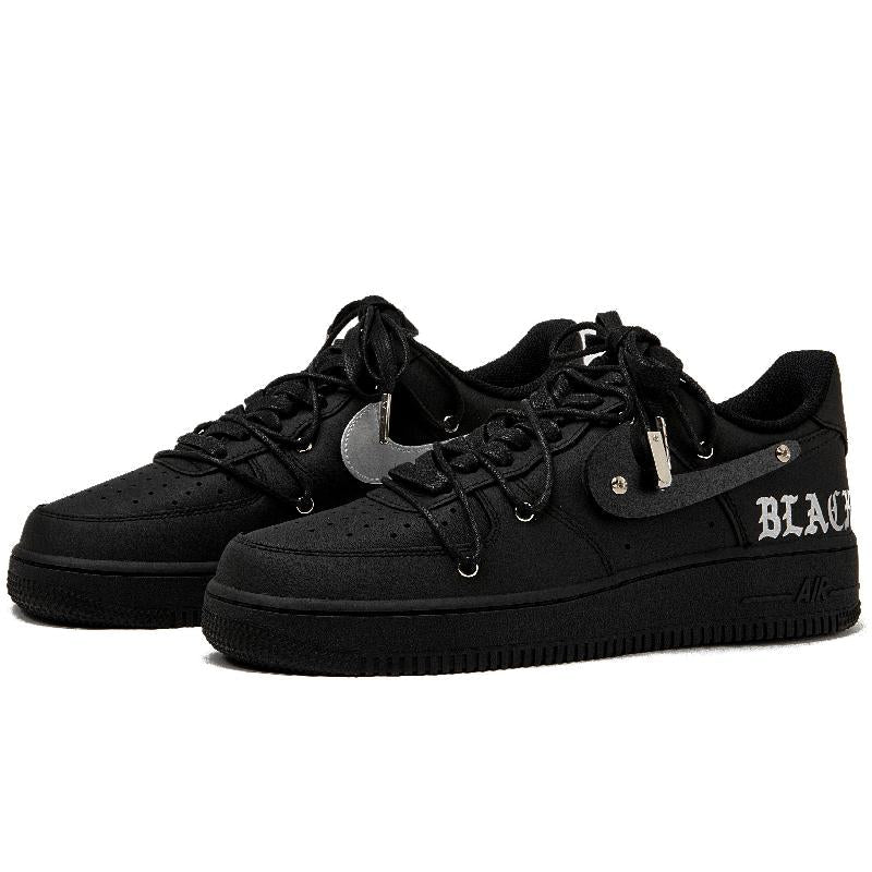 [Custom 3D Black and silver]  Air Force 1 Skateboarding Shoes Unisex