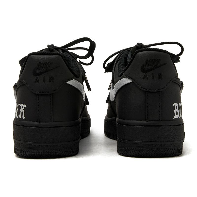 [Custom 3D Black and silver]  Air Force 1 Skateboarding Shoes Unisex