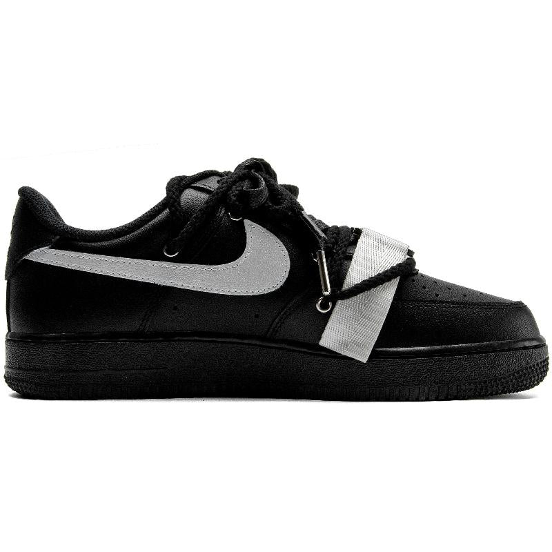 [Custom Functional pirate silver]  Air Force 1 Skateboarding Shoes Unisex Low-top Black