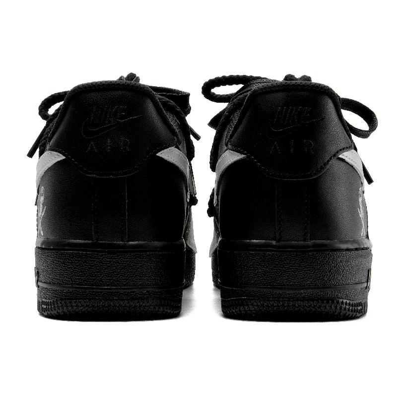 [Custom Functional pirate silver]  Air Force 1 Skateboarding Shoes Unisex Low-top Black