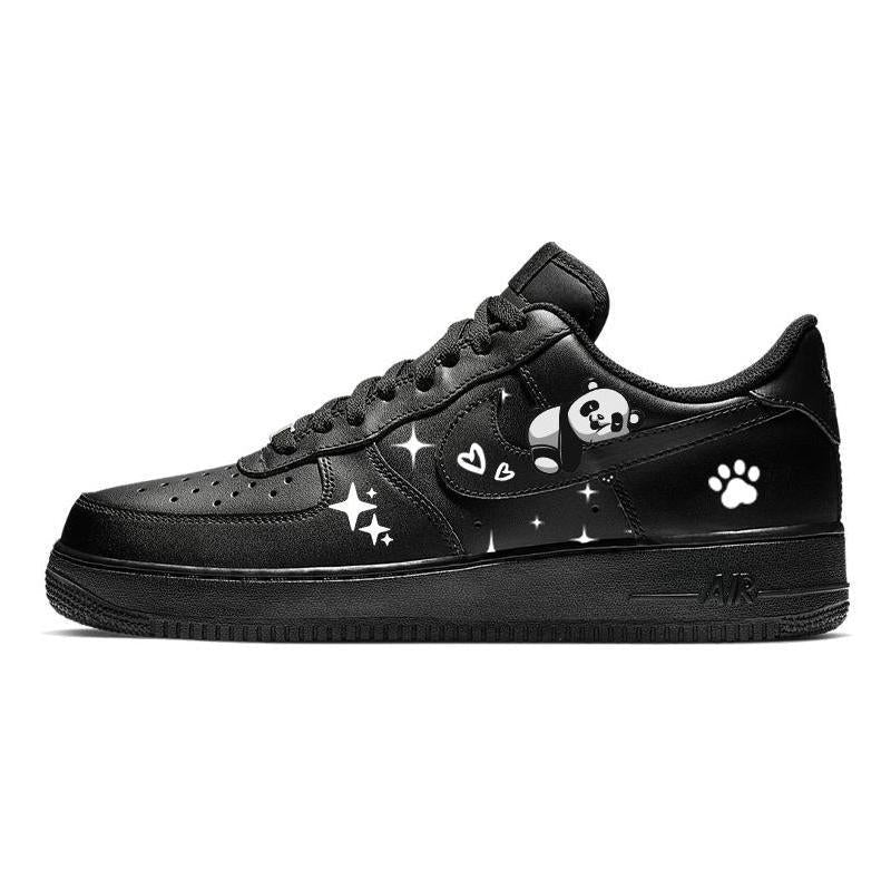 [Custom Lazy panda]  Air Force 1 Skateboarding Shoes Men Low-top Black/white