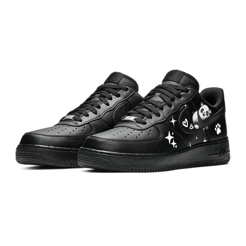 [Custom Lazy panda]  Air Force 1 Skateboarding Shoes Men Low-top Black/white
