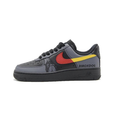 [Custom AF Red Greyhound]  Air Force 1 Skateboard Shoes Unisex Low-Top Black Gray Red