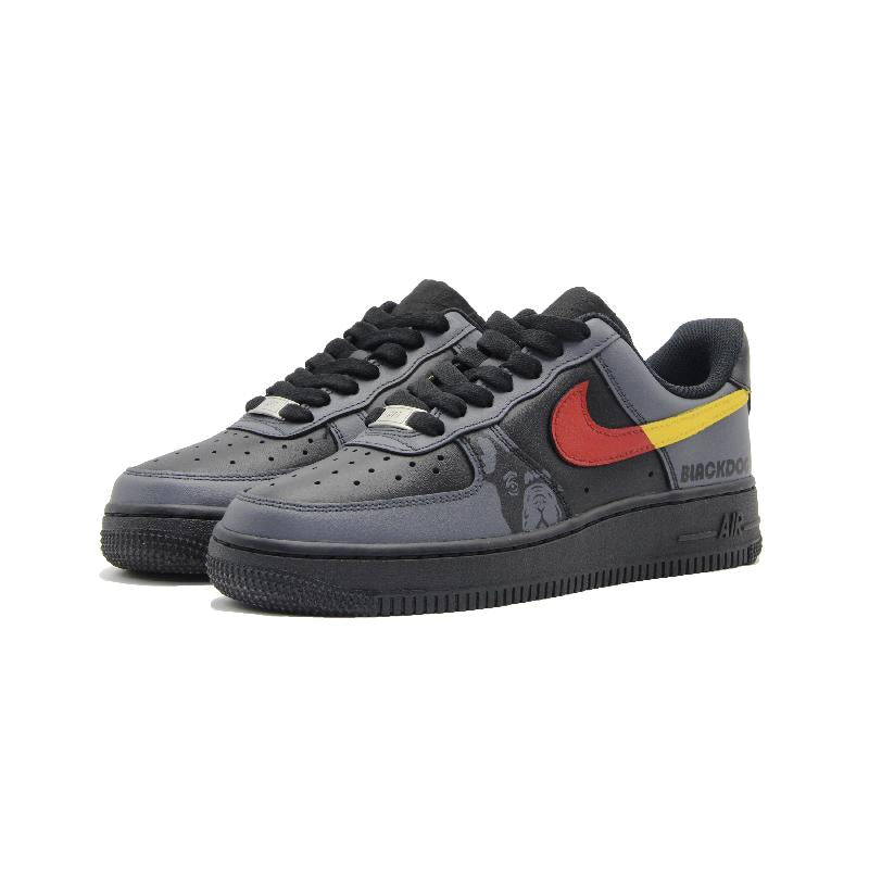 [Custom AF Red Greyhound]  Air Force 1 Skateboard Shoes Unisex Low-Top Black Gray Red