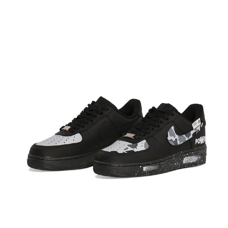 [Custom Camouflage grey]  Air Force 1 Skateboard Shoes Unisex Low-Top Black/White