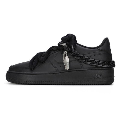 [Custom Matte deconstructed black]  Air Force 1 Skateboarding Shoes Unisex