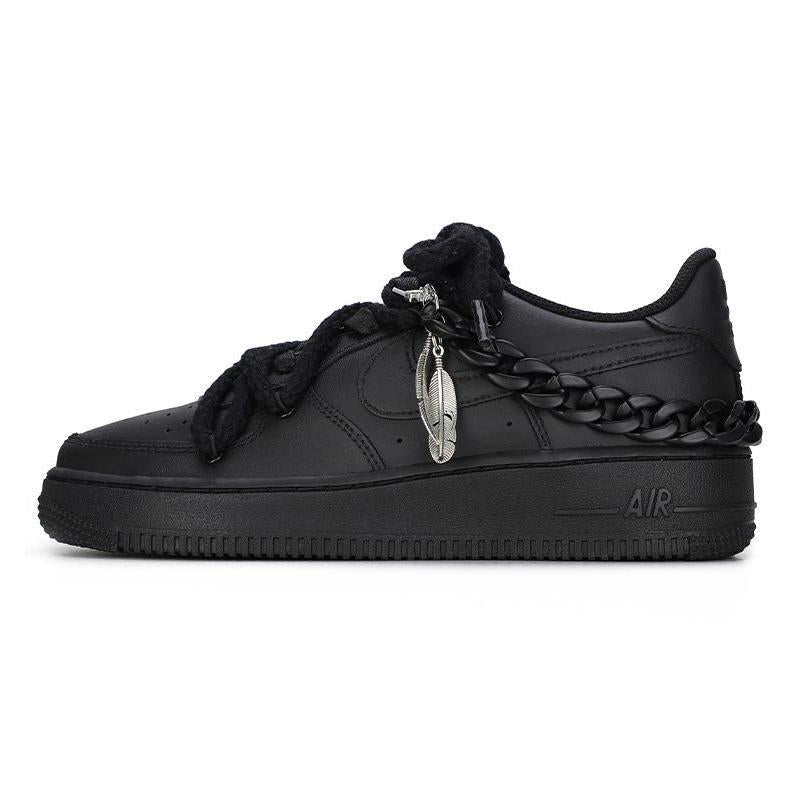 [Custom Matte deconstructed black]  Air Force 1 Skateboarding Shoes Unisex