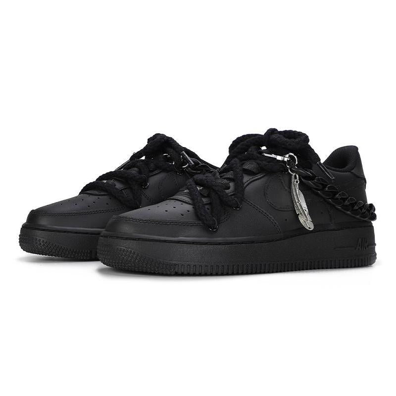 [Custom Matte deconstructed black]  Air Force 1 Skateboarding Shoes Unisex