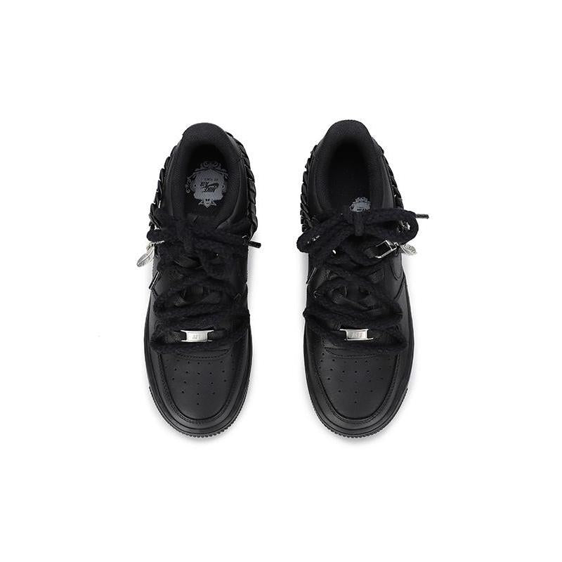 [Custom Matte deconstructed black]  Air Force 1 Skateboarding Shoes Unisex
