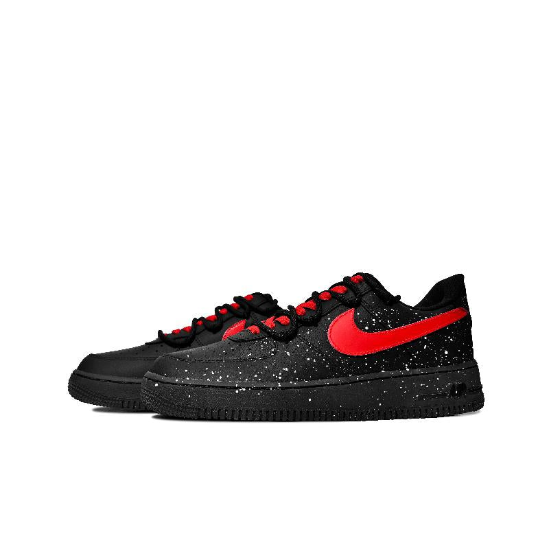 [Custom Red stars all over the sky]  Air Force 1 Anti-Slip Wear-Resistant Low-Top Skateboard Shoes Unisex Black Red