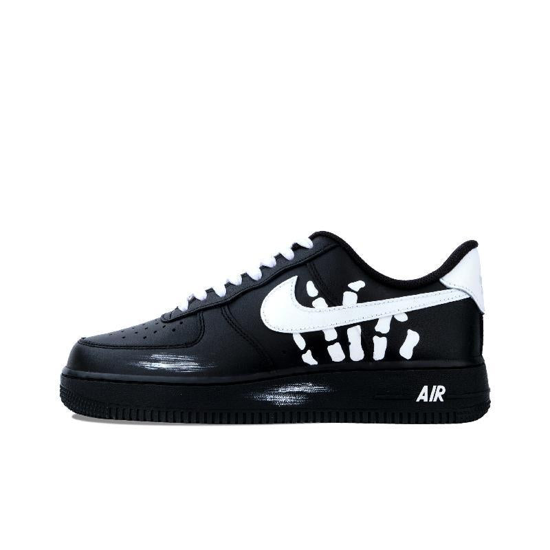 [Custom Bone hand]  Air Force 1 Skateboard Shoes Unisex Low-Top Black/White