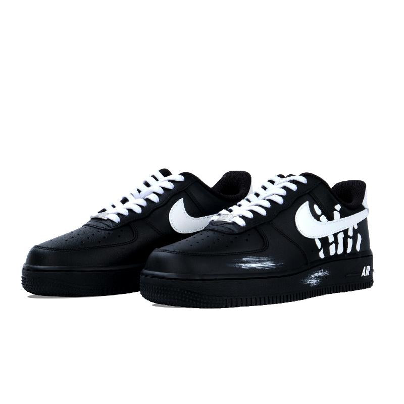 [Custom Bone hand]  Air Force 1 Skateboard Shoes Unisex Low-Top Black/White
