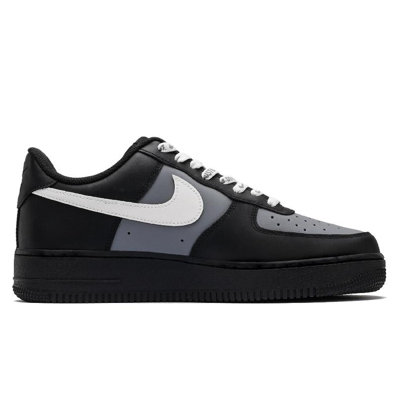 [Custom Black Silver Goth]  Air Force 1 Skateboard Shoes Unisex Low-Top Silver