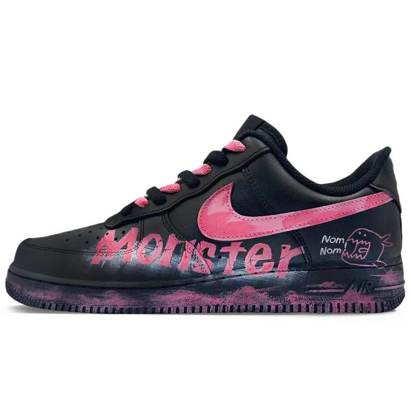 [Custom monster]  Air Force 1 Skateboard Shoes Unisex Low-Top Pink/Black