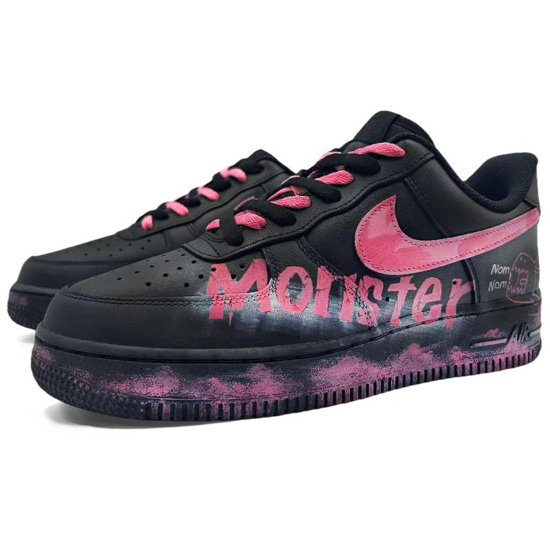 [Custom monster]  Air Force 1 Skateboard Shoes Unisex Low-Top Pink/Black