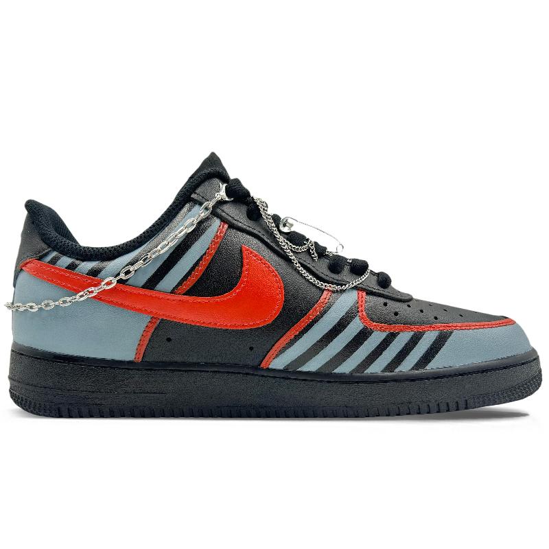 [Custom The Mechanical Age]  Air Force 1 Skateboard Shoes Unisex Low-Top Black/Red/Gray