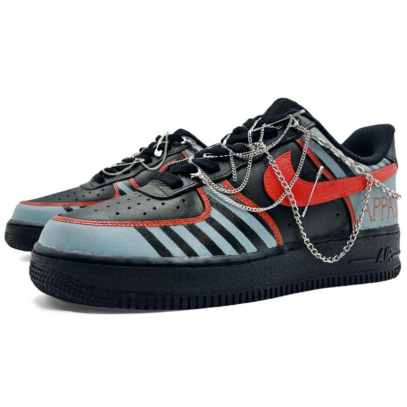 [Custom The Mechanical Age]  Air Force 1 Skateboard Shoes Unisex Low-Top Black/Red/Gray