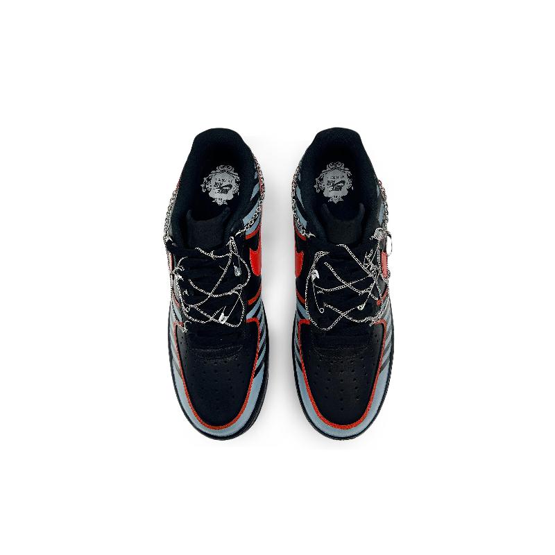 [Custom The Mechanical Age]  Air Force 1 Skateboard Shoes Unisex Low-Top Black/Red/Gray