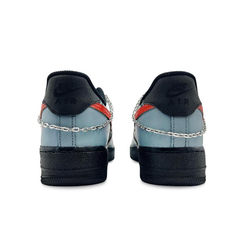 [Custom The Mechanical Age]  Air Force 1 Skateboard Shoes Unisex Low-Top Black/Red/Gray