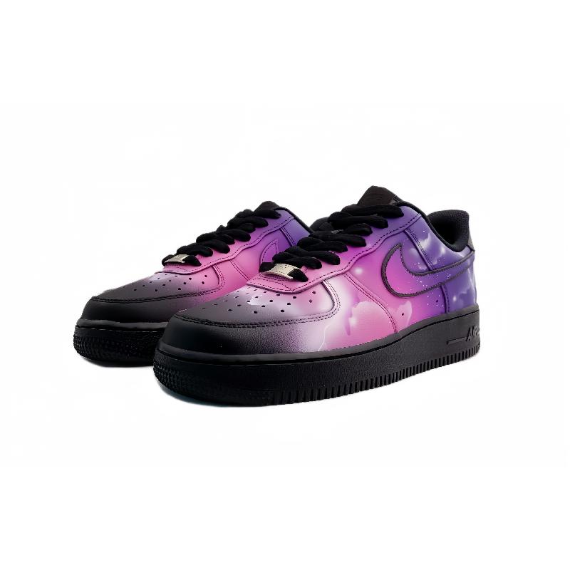 [Custom Interstellar navigation]  Air Force 1 Skateboarding Shoes Unisex Low-top Black/purple/pink