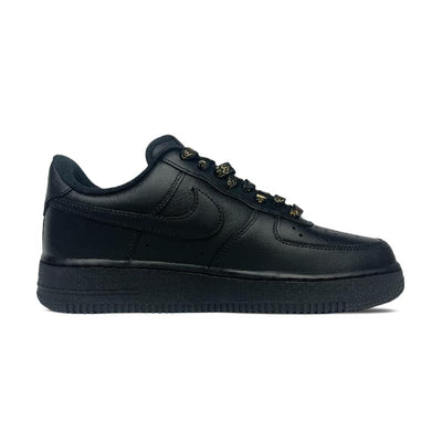 [Custom Golden Python]  Air Force 1 Skateboard Shoes Men Low-Top Black/Gold