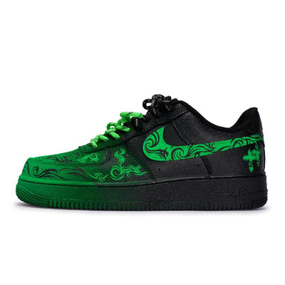 [Custom Men's "Braving All Obstacles"]  Air Force 1 Skateboard Shoes Unisex Low-Top Green
