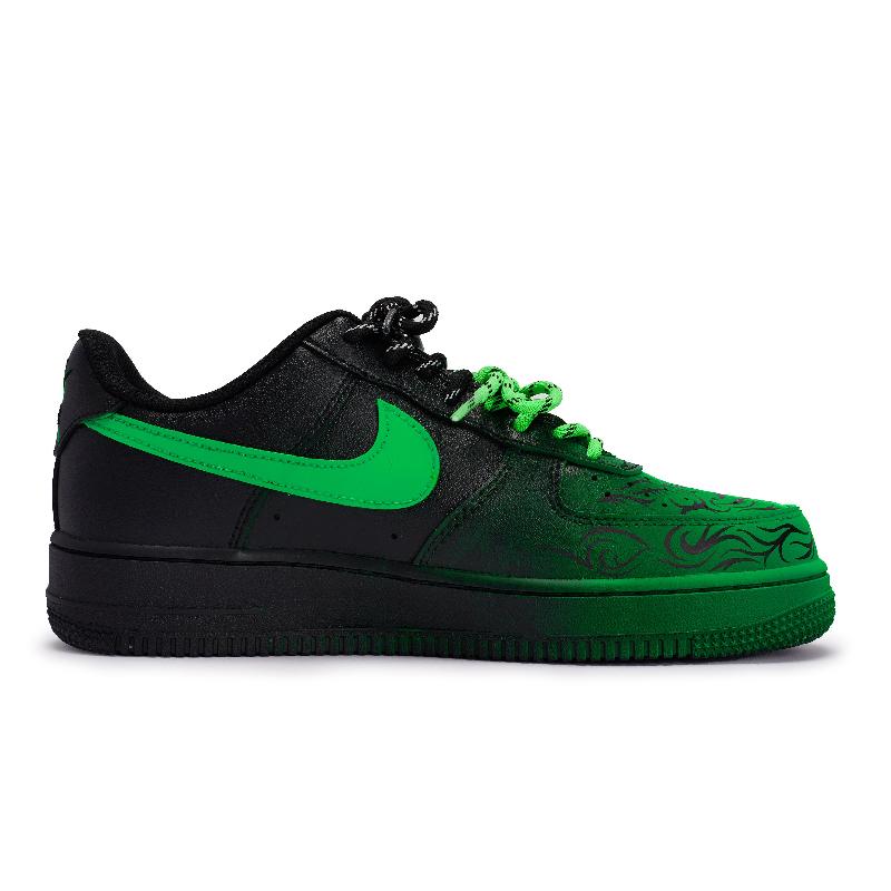 [Custom Men's "Braving All Obstacles"]  Air Force 1 Skateboard Shoes Unisex Low-Top Green