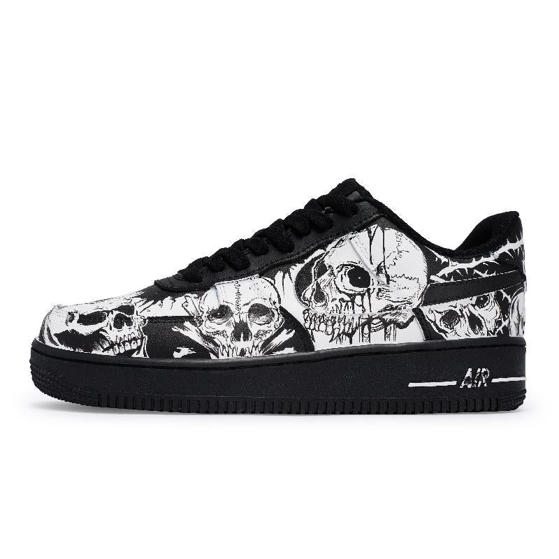 [Custom Men's Dark Ghost]  Air Force 1 Skateboard Shoes Unisex Low-Top White