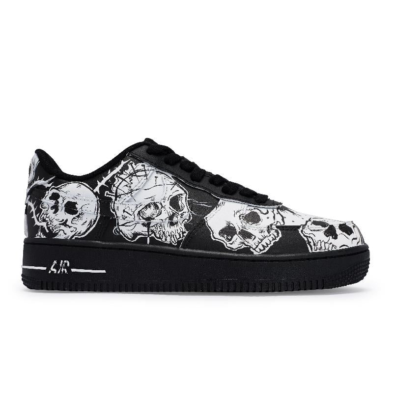 [Custom Men's Dark Ghost]  Air Force 1 Skateboard Shoes Unisex Low-Top White