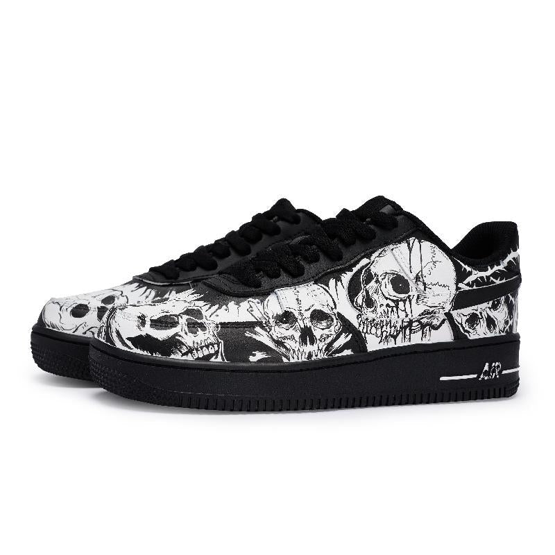 [Custom Men's Dark Ghost]  Air Force 1 Skateboard Shoes Unisex Low-Top White