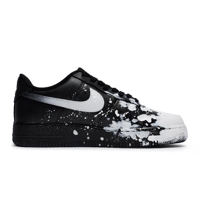 [Custom Men's dark White Flame]  Air Force 1 Skateboarding Shoes Unisex Low-top White