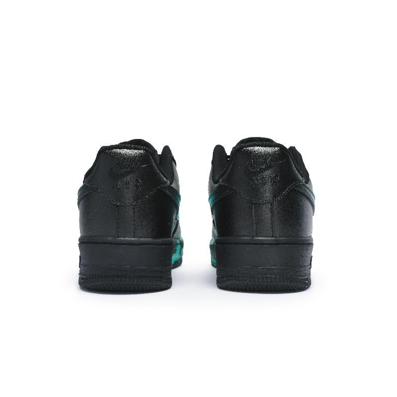 [Custom Crazy doodle Green ]  Air Force 1 Skateboarding Shoes Unisex Low-top Cyan/black