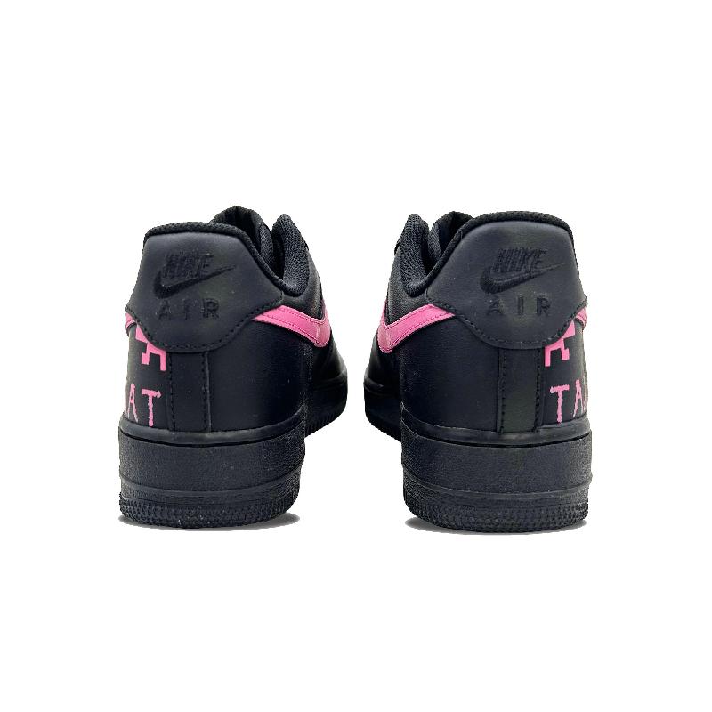 [Custom Black powder pixel]  Air Force 1 Skateboarding Shoes Unisex Low-top Black/pink