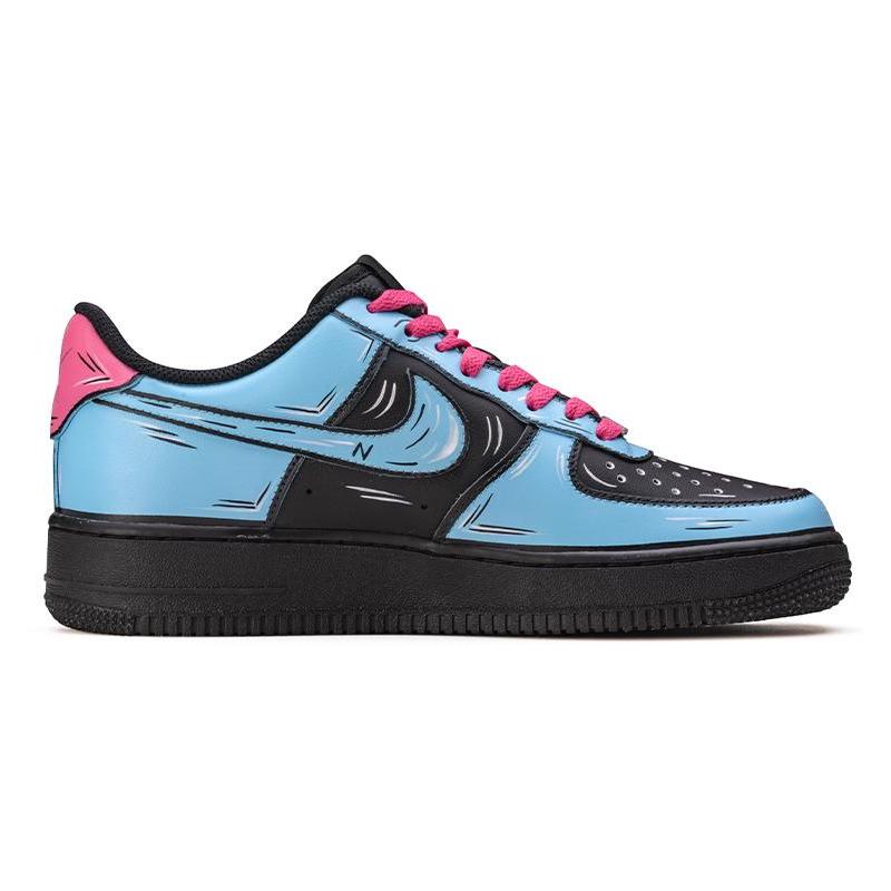 [Custom AF1 South Coast 2D Blue Pink]  Air Force 1 Skateboarding Shoes Men