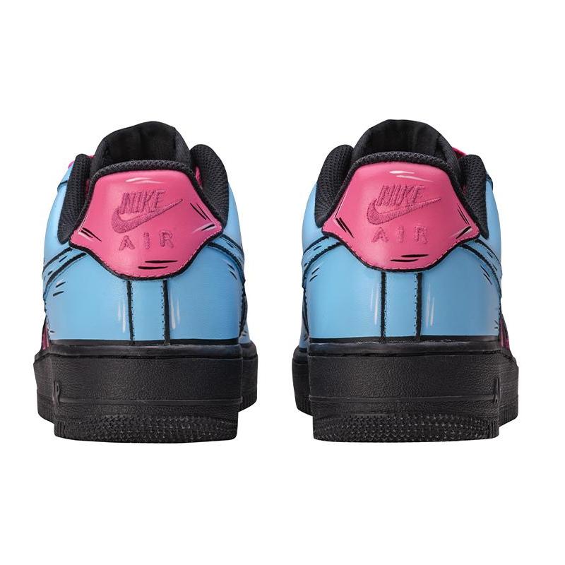 [Custom AF1 South Coast 2D Blue Pink]  Air Force 1 Skateboarding Shoes Men