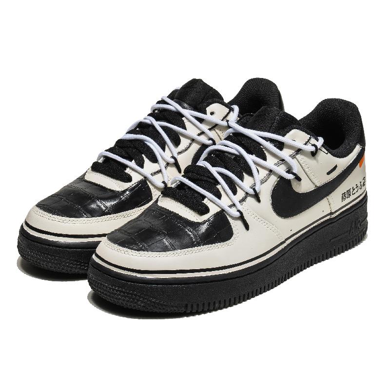 [Custom Hot steps]  Air Force 1 Skateboarding Shoes Unisex Low-top Black