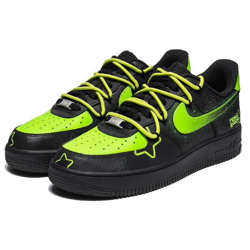 [Custom Men's Green Shadow Storm]  Air Force 1 Skateboarding Shoes Men Low-top Black