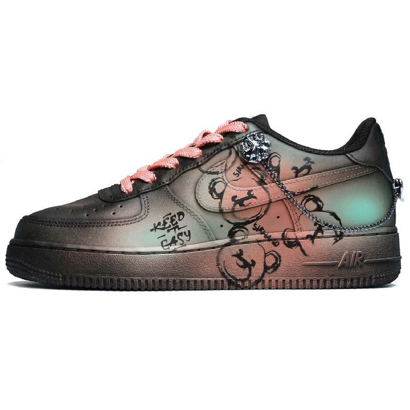 [Custom Male summer party black fan]  Air Force 1 Skateboarding Shoes Men Low-top Black/Pink