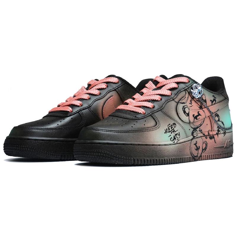[Custom Male summer party black fan]  Air Force 1 Skateboarding Shoes Men Low-top Black/Pink