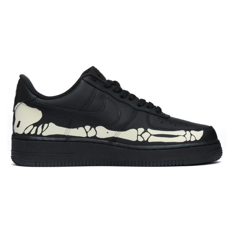 [Custom Black skull bones of the same style for both men and women]  Air Force 1 Skateboarding Shoes Unisex