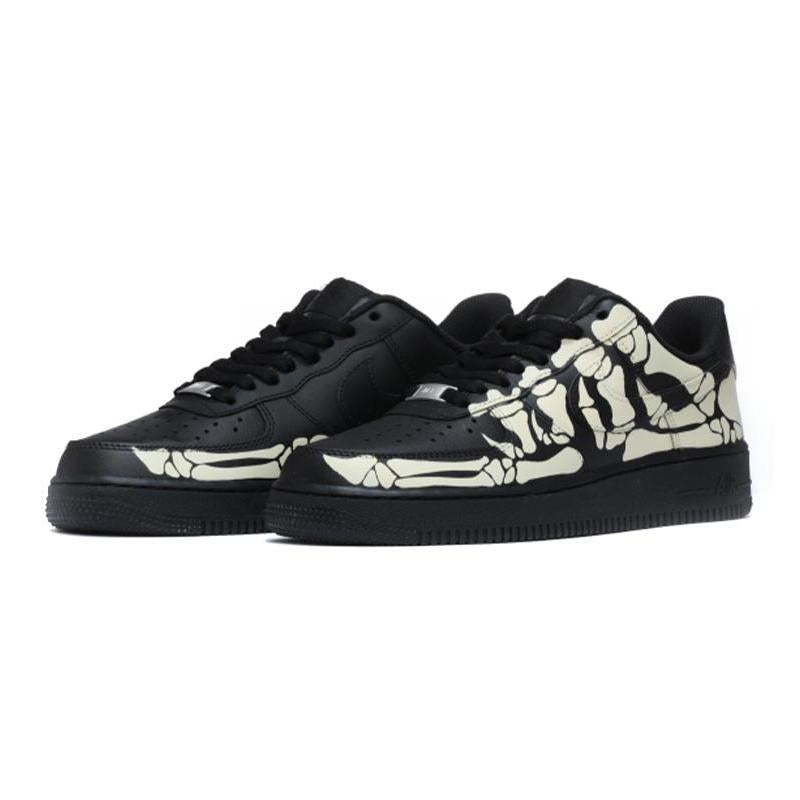 [Custom Black skull bones of the same style for both men and women]  Air Force 1 Skateboarding Shoes Unisex