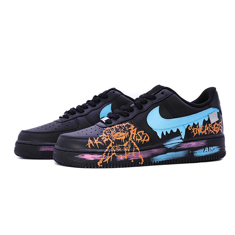 [Custom Men's Christmas Eve bear graffiti]  Air Force 1 Skateboarding Shoes Men